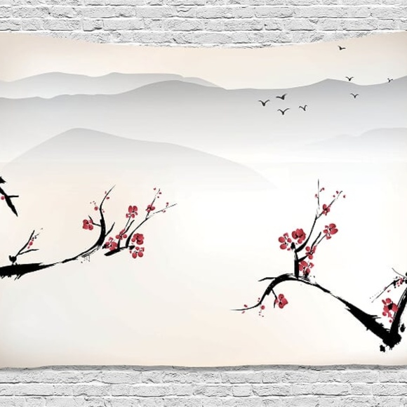 Ambesonne Other - Tapestry Sakura Branch Print Wall Hanging Backdrop